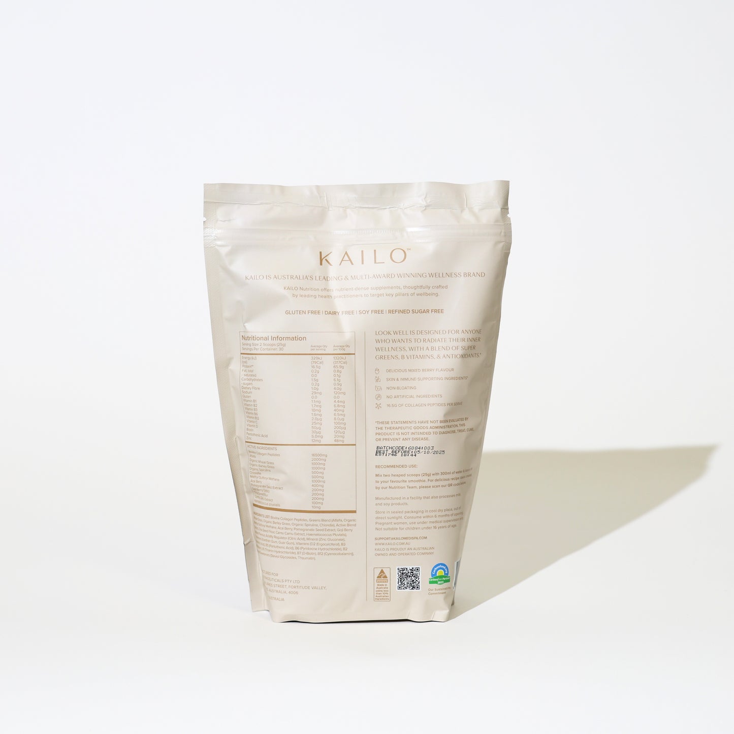 KAILO Look Well - Collagen Peptides + Greens Powder
